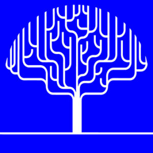 The Not A Blue Tree logo, which shows the silhouette of a white tree, the branches symbolising neural pathways, on a blue background.