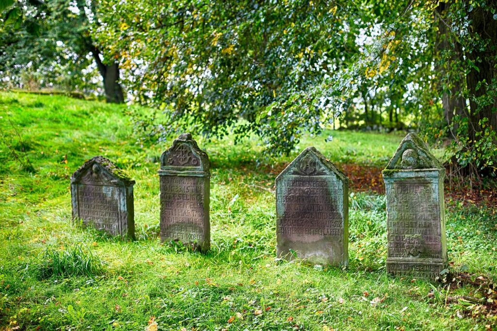Tombstones in a graveyard, because death comes to us all eventually.