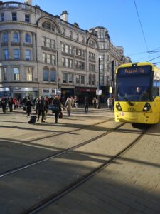 The tram in central Manchester, which is where Gary K Burns lives.