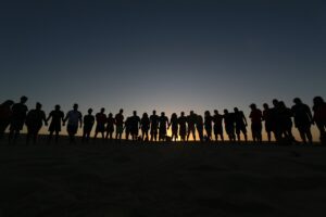 A large group of friends all standing together, a powerful network